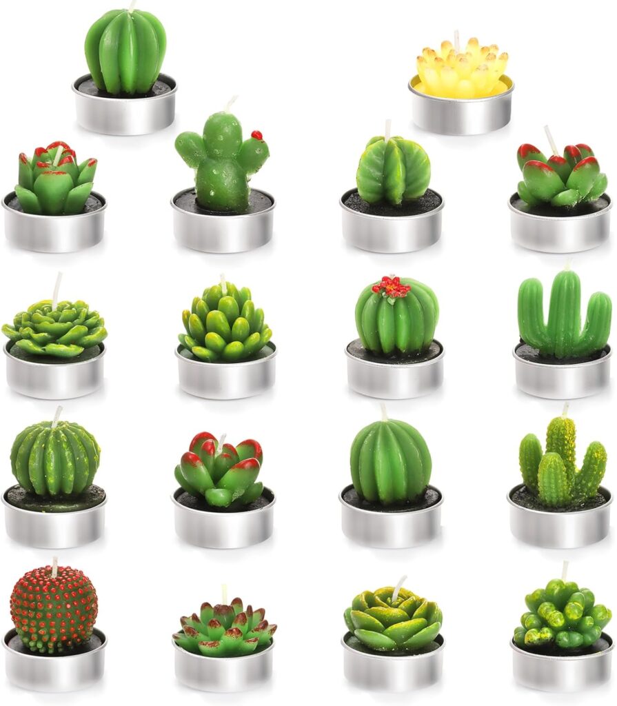 Charming Handmade Cactus Tealight Candles Succulent Gift Set 3