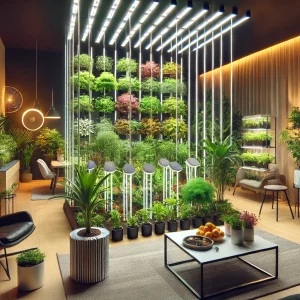 Lush Indoor Oasis with Plant Lights