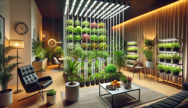 Lush Indoor Oasis with Plant Lights